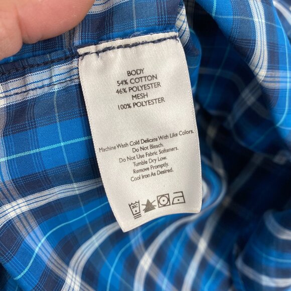 Eddie Bauer Shirt Men XL Blue Plaid Button Up Polo Lightweight Breathable Preppy - Picture 6 of 9